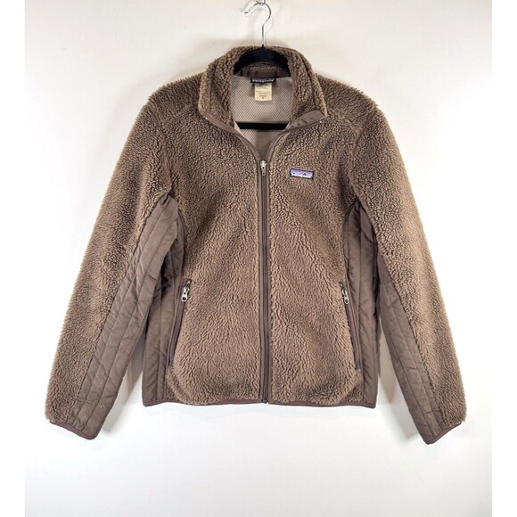 Patagonia Womens Jacket Brown Retro X Deep Pile Fleece Full Zip Outdoor Medium - Picture 1 of 10